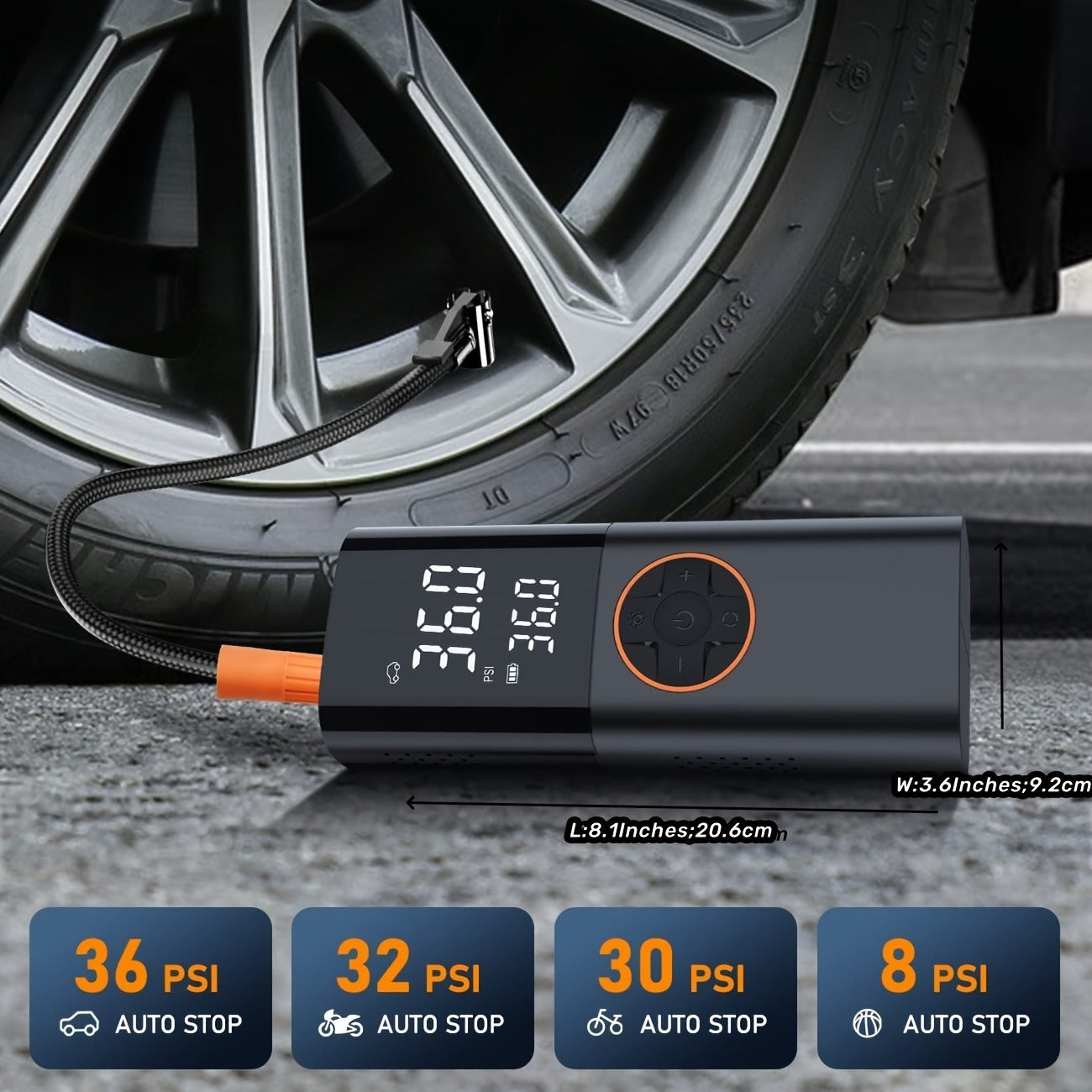 Tire Inflator Portable Air Compressor, 2X Fast Cordless Air Pump 7800mAh Batter image 2