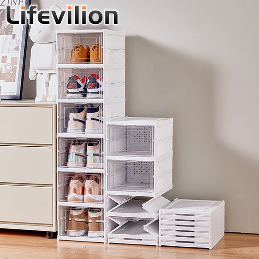 6 Layers Shoes Box Foldable Transparent Sneaker Shoe Storage Organizers Box Sta image 0