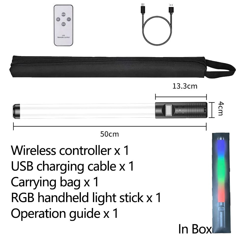 50cm 20" RGB Handheld LED Video Light Wand Stick Photography Light With Built-i image 4