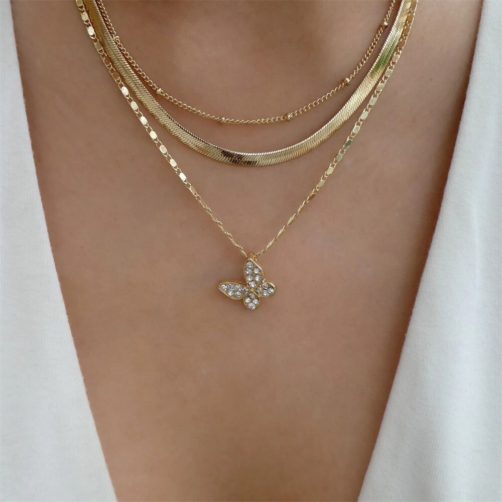 Bls-miracle Fashion Gold Color Heart-Shaped Necklace For Women Trendy Multi-Lay image 24