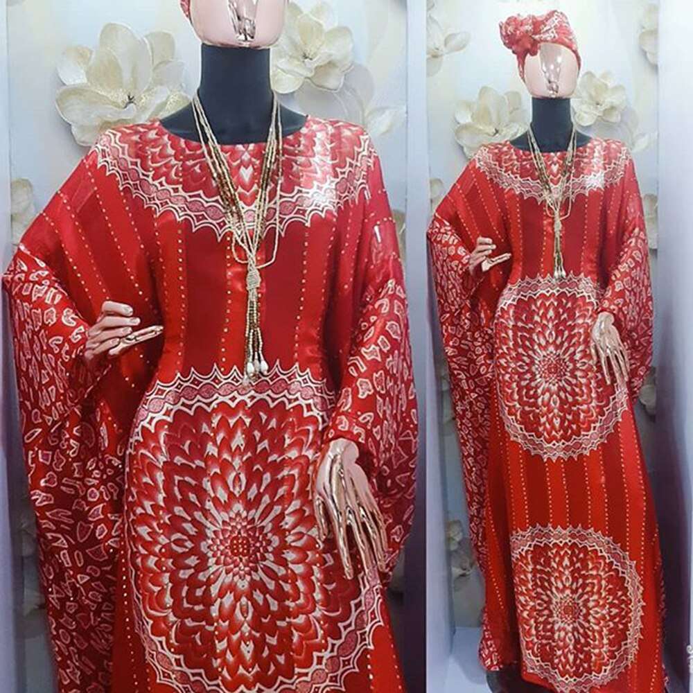 Dashikiage African Dresses for Women Bazin Riche Printing uk Colorful Femme Rob image 0
