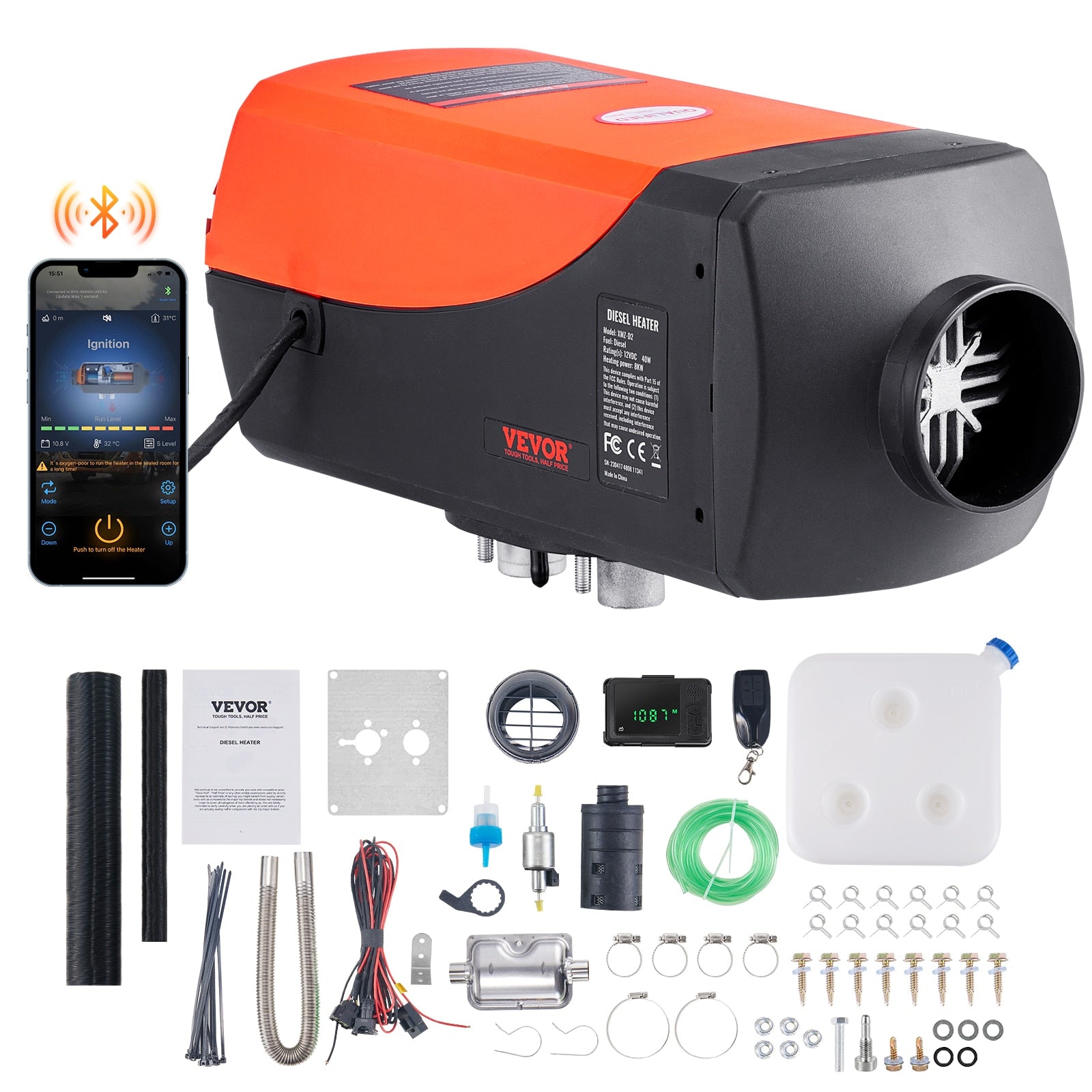 VEVOR 2/5/8KW Car Heater Diesel Air Heater 12V With Silencer Remote Control Tru image 4