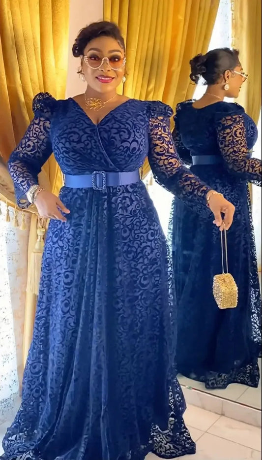 African Party Dresses for Women 2024 Fashion Dashiki Ankara Lace Wedding Gowns image 0