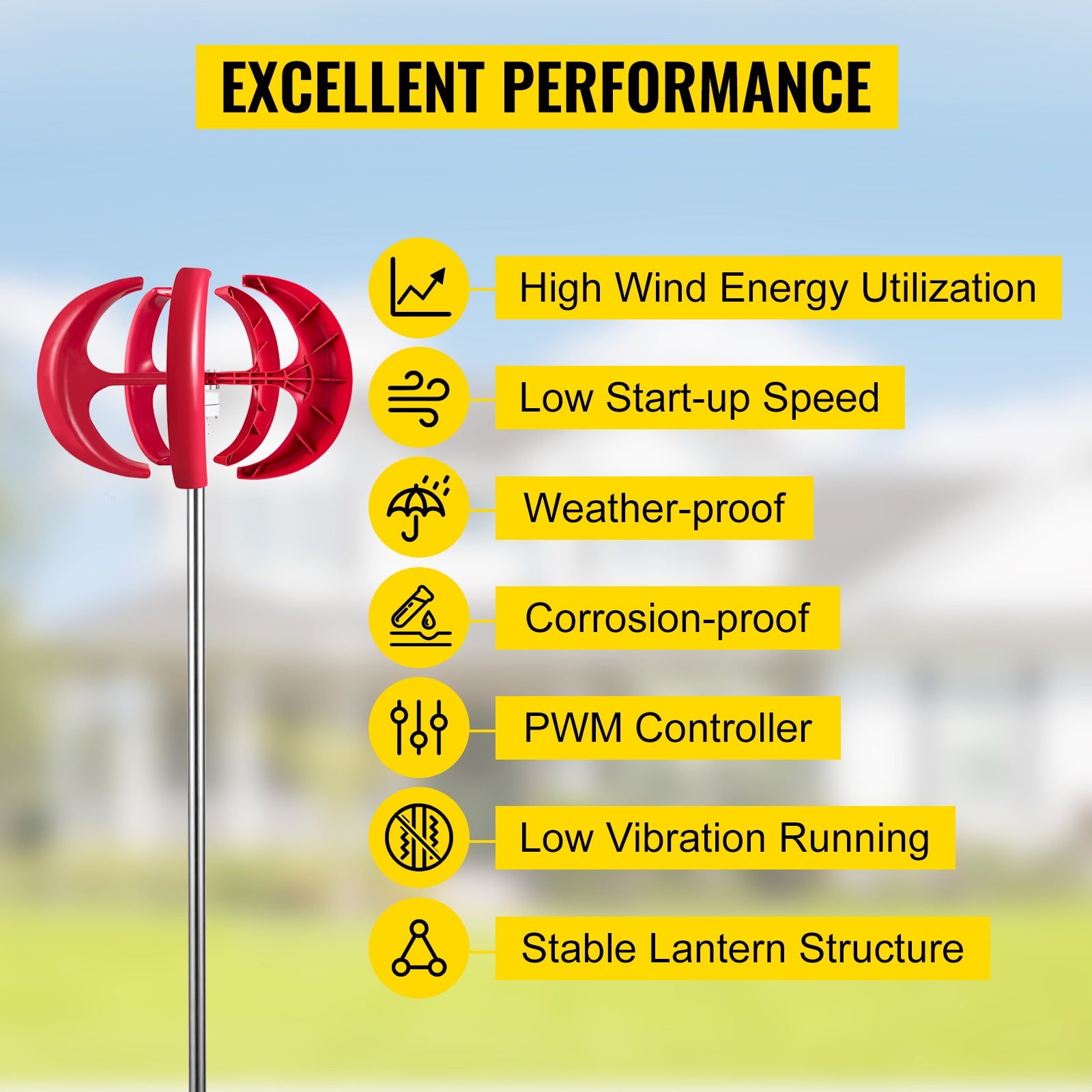 VEVOR Vertical Axis Wind Turbine 12V 100W/400W/600W Alternative Energy Generato image 8