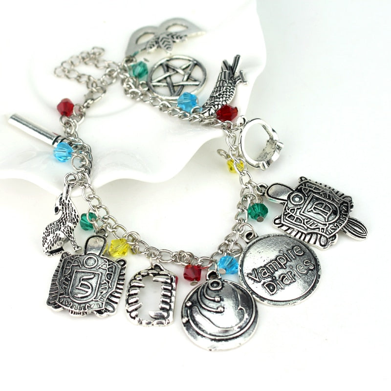 TV The Vampire Diaries Pendants Bangle Bracelet Mask Pentagram Link Chain image 7