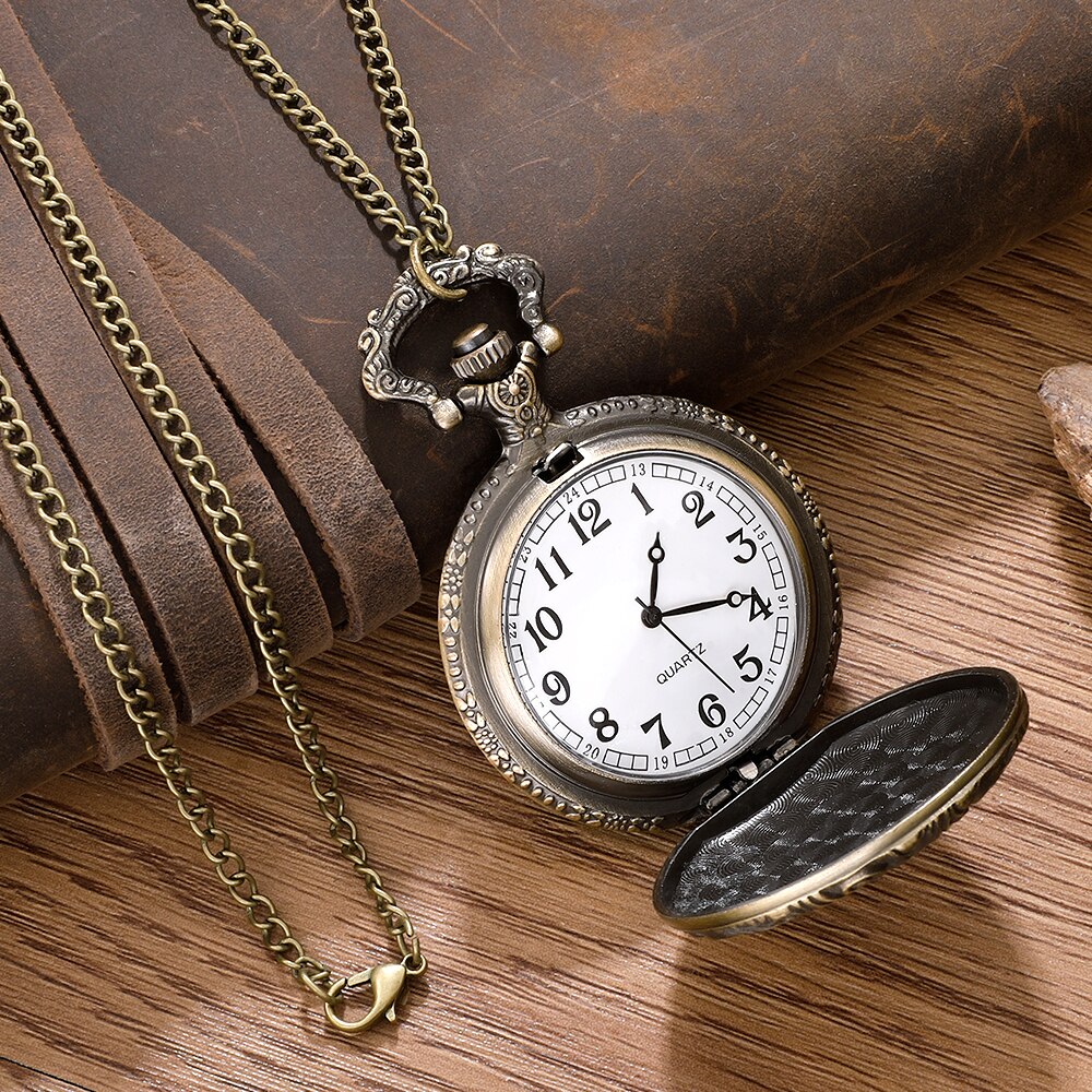Pocket Watch Antique Steampunk Vintage Quartz Pocket Watch Rose Gold Case Neckl image 5