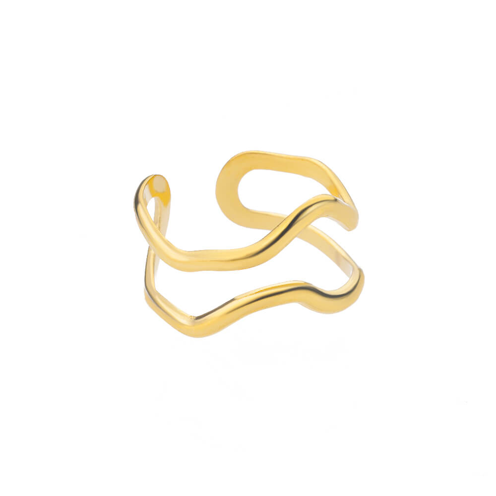 48 Style Women Stainless Steel Rings Gold Color Hollow Out Geometric Open Ring  image 35
