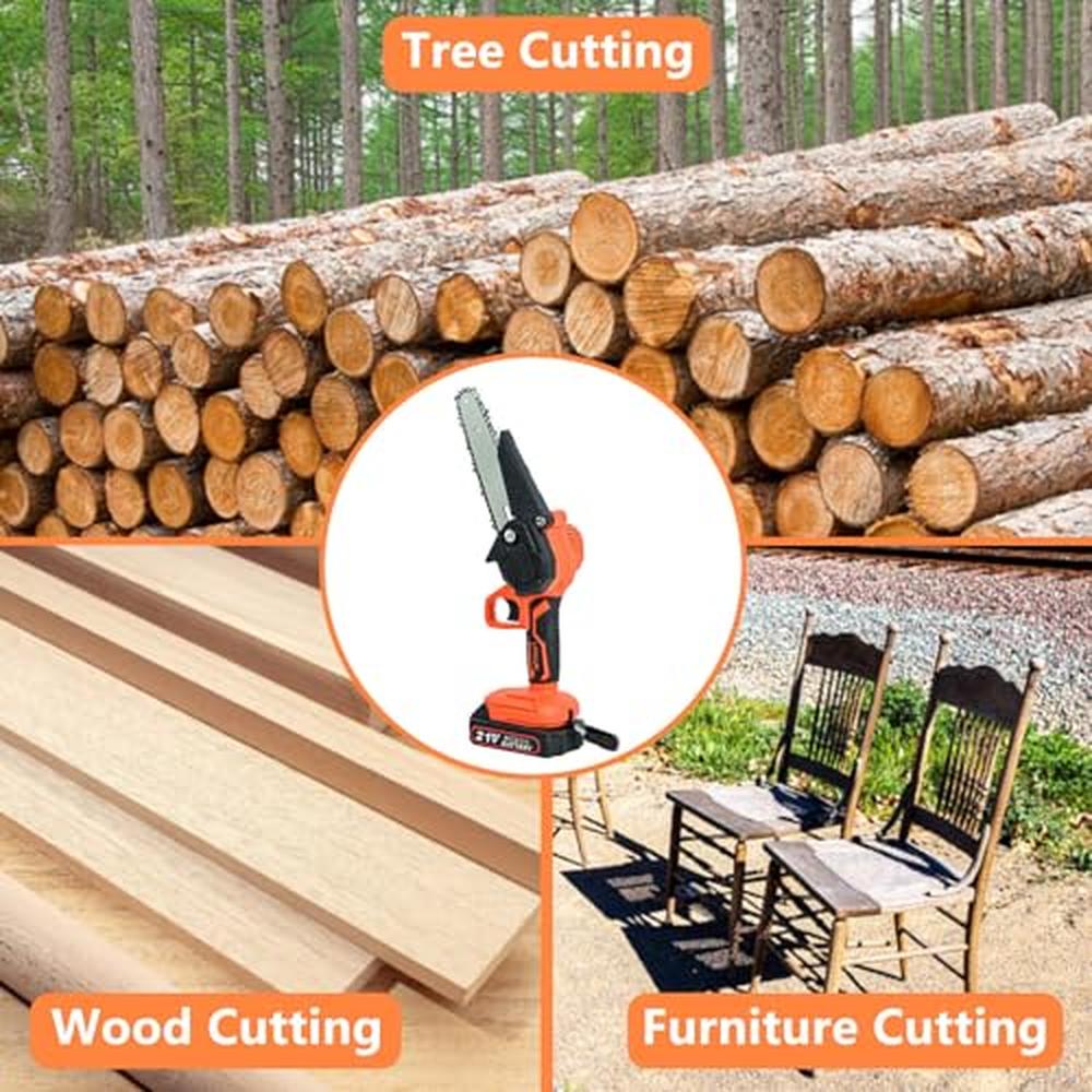 Mini Cordless Chainsaw 2-in-1 Handheld Tree Trimming with 3Pack Battery Lightwe image 4