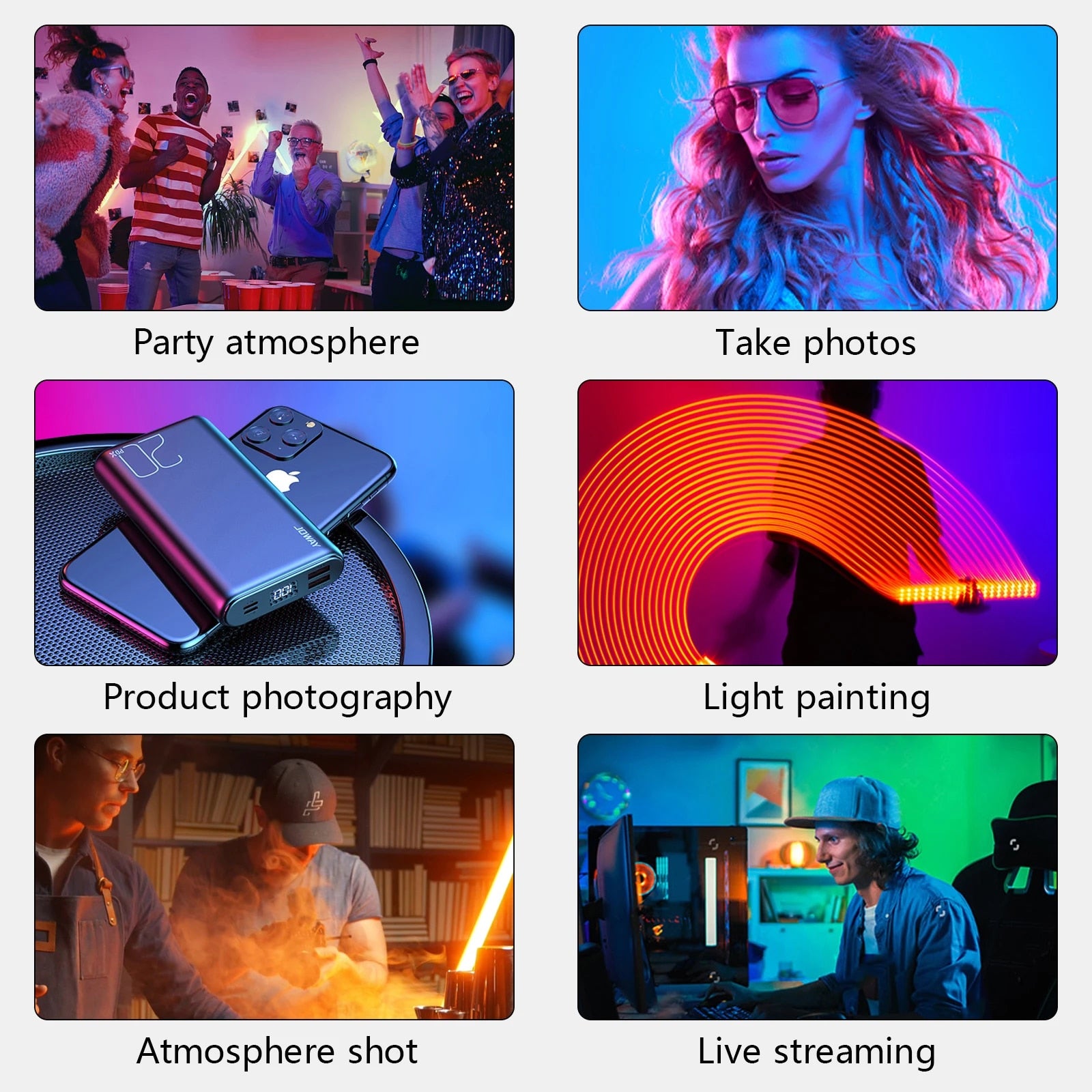 50cm 20" RGB Handheld LED Video Light Wand Stick Photography Light With Built-i image 8
