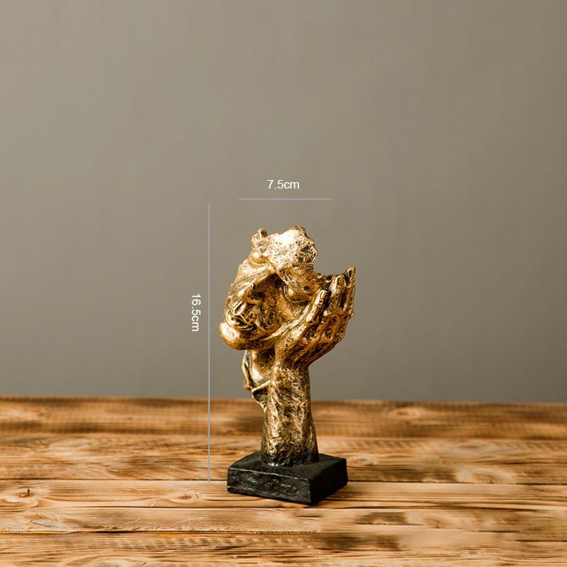 Silence Is Gold Statue Human Face Statue Abstract Sculpture Nordic Creative Dec image 2