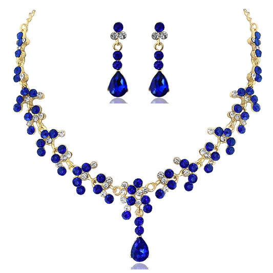 KMVEXO Crystal Bridal Wedding Jewelry Sets Women Gold Color Rhinestone Necklace image 0