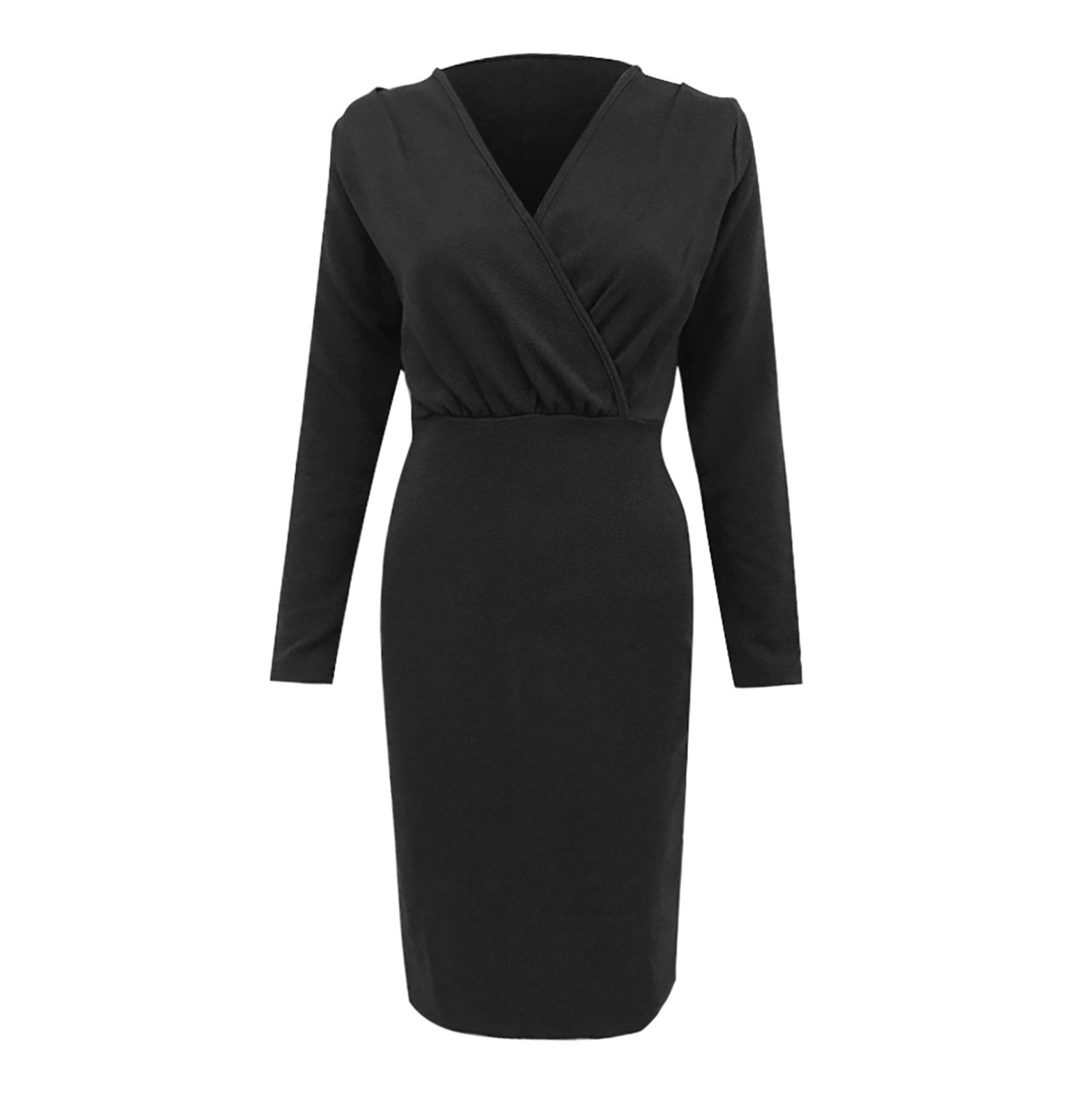 Elegant Women Bodycon White Dresses Sexy Deep V Neck Pleated Long Bag Hip Dress image 4