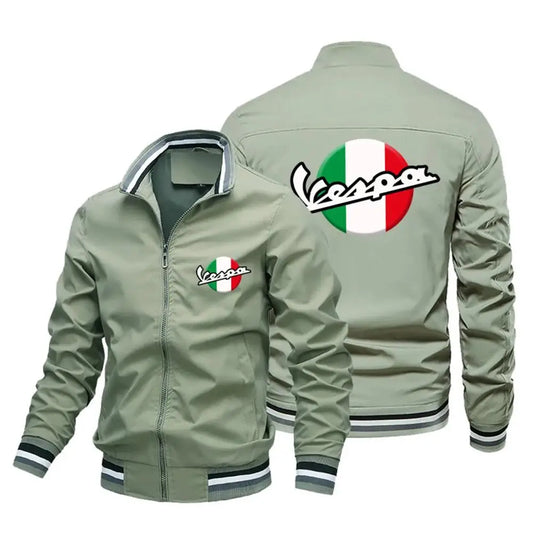 2024New Men's Casual Jacket Vespa Motorcycle Logo Printed Jacket Windproof Stan image 0