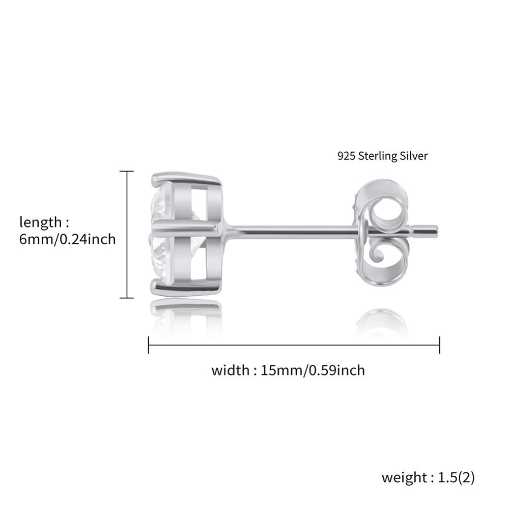 JINAO 4.6.8MM Round Cut CZ Stud Earrings Gold 925 Sterling Silver Jewelry Hip H image 7