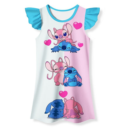 Disney Baby Girls Dress Cute Stitch Printed Children's Casual Dresses Kids Girl image 0