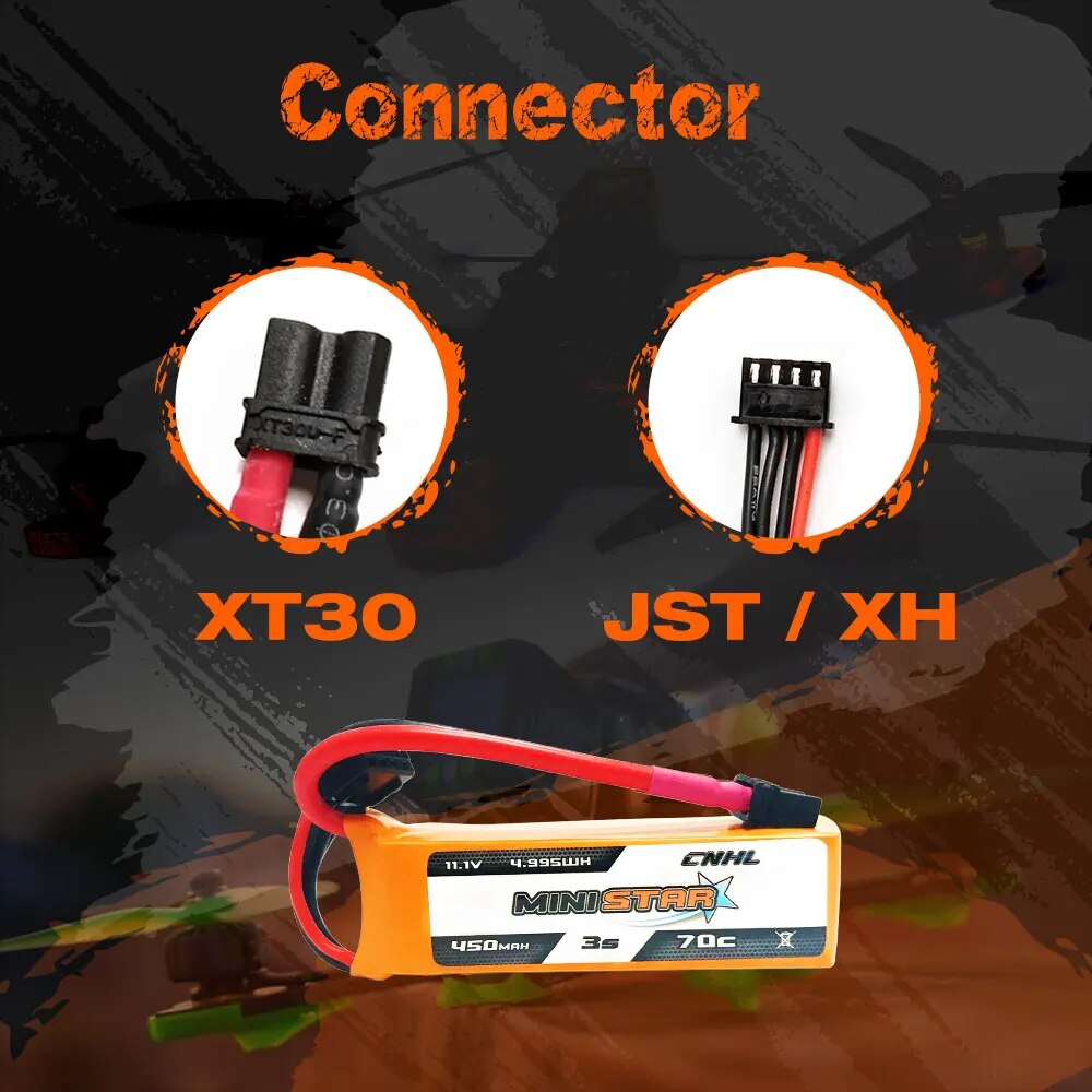 4PCS CNHL 3S 450mAh 11.1V Lipo Battery 70C MiniStar With XT30 Plug For Mini Qua image 4