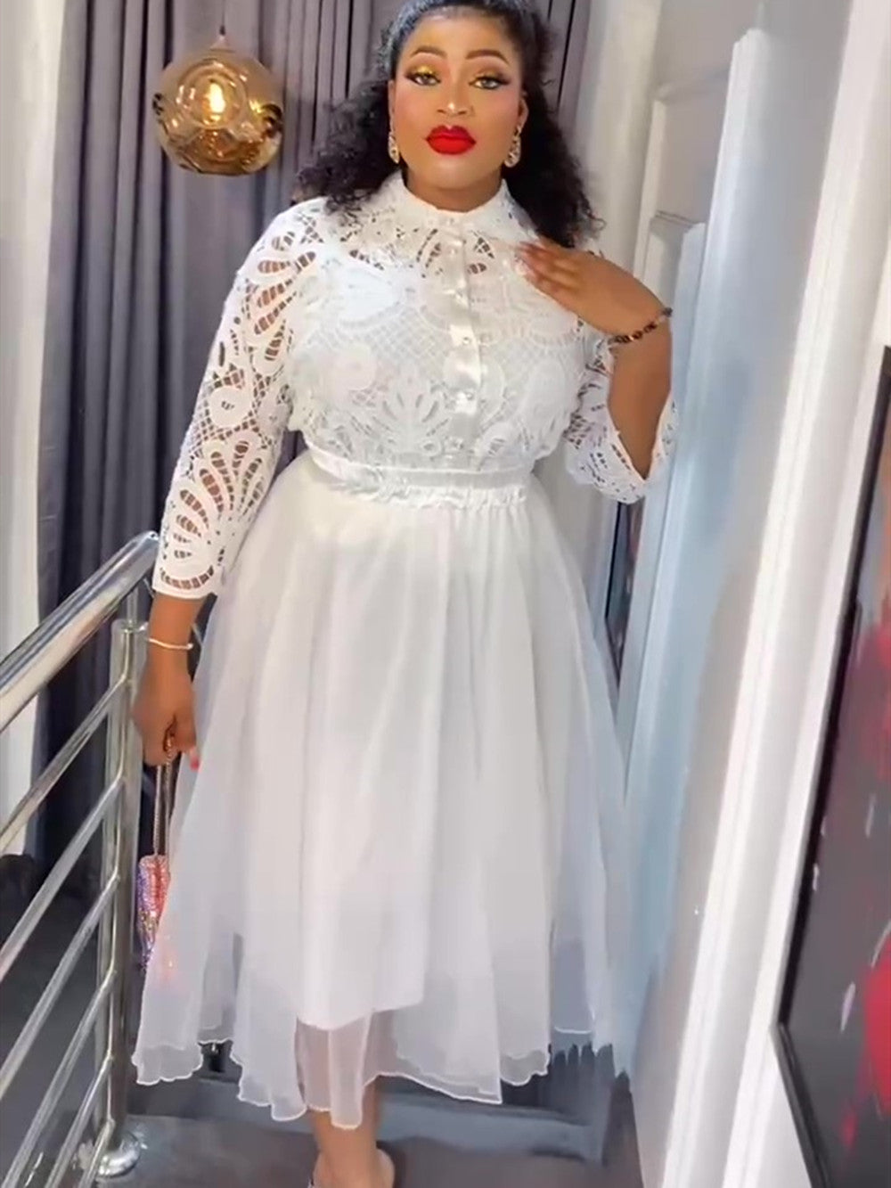 Plus Size African Party Dresses for Women 3 PCS Set Tops and Skirts Suits Elega image 0