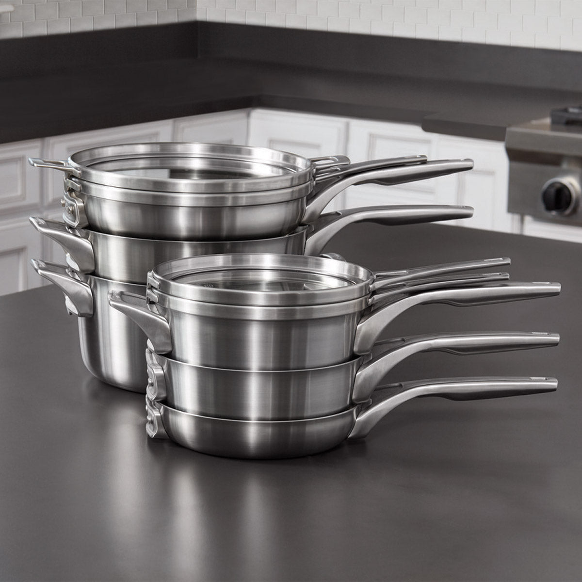 Calphalon Premier 10-piece Stainless Steel Space Saving Cookware image 7