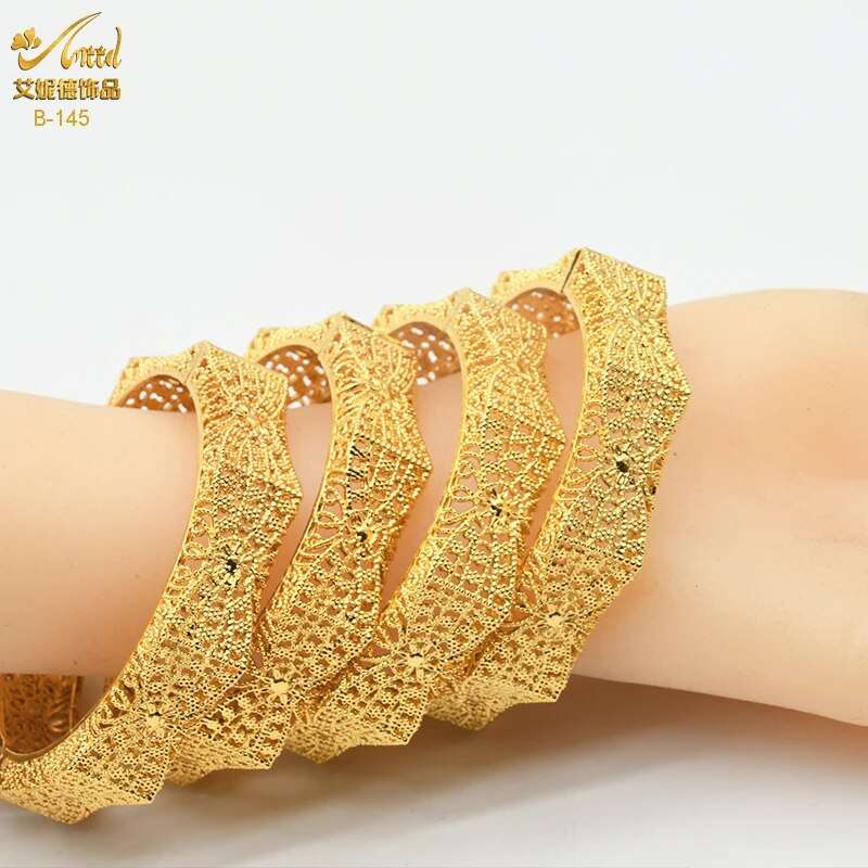 ANIID Dubai Bangles 24K Gold Color African Bracelet For Women Wholesale Designe image 15