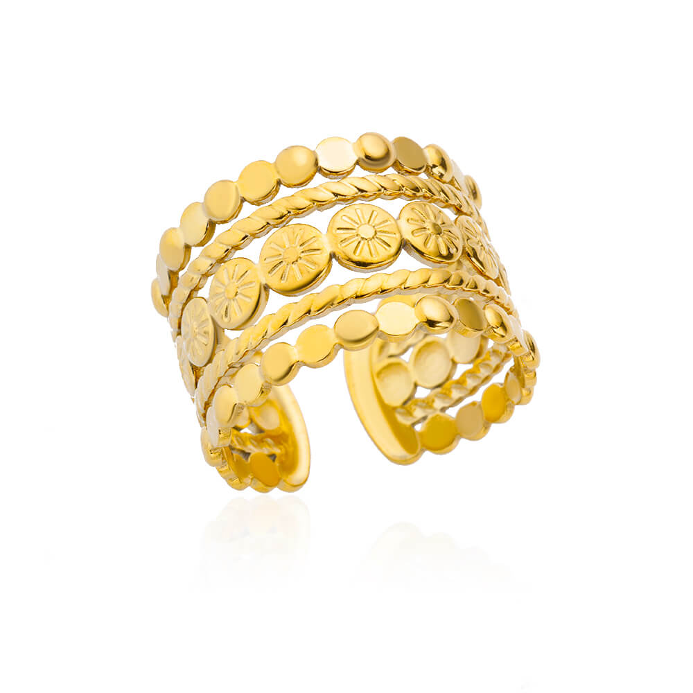 48 Style Women Stainless Steel Rings Gold Color Hollow Out Geometric Open Ring  image 22