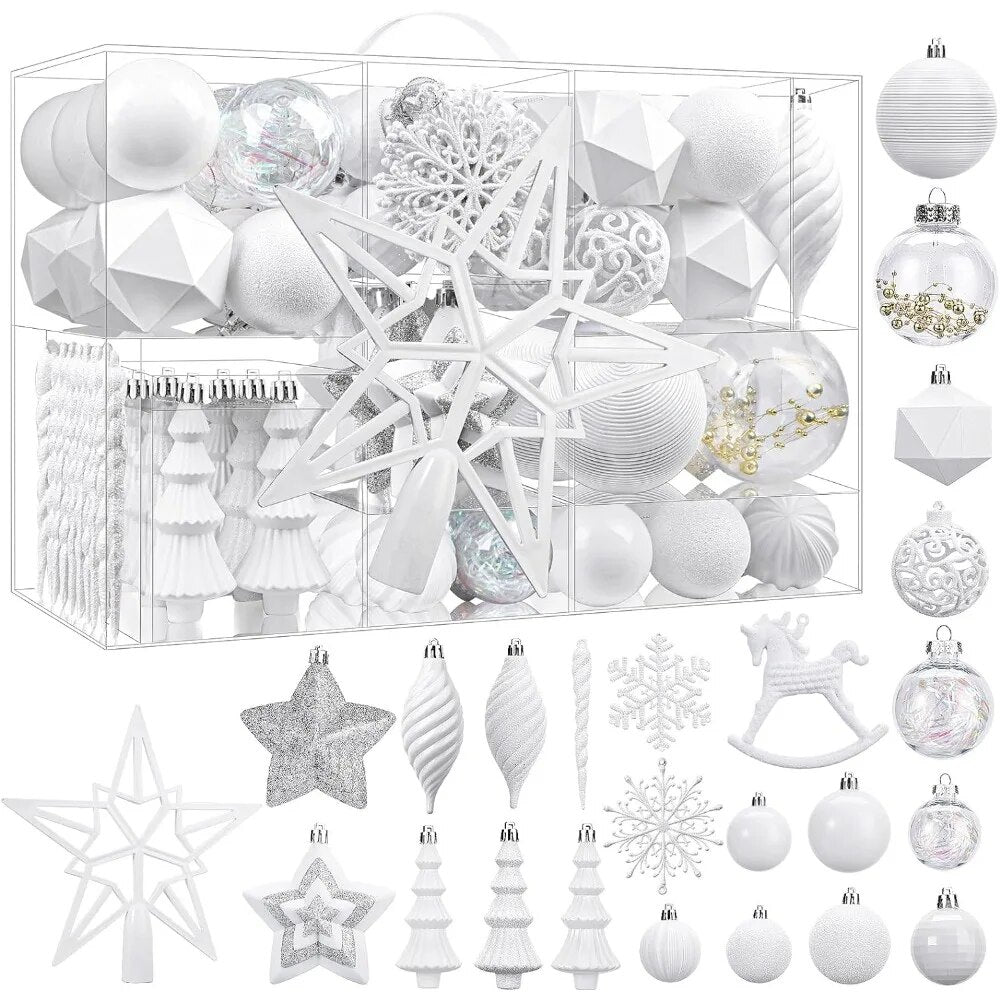 White Christmas 2024 100pcs Christmas Balls Ornaments Set Festoon New Year's Ev image 11