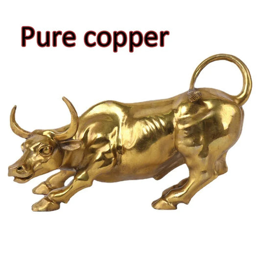 Wall Street Copper Fierce Bull OX Statue Golden Metal Sculpture  Charging Stock image 0