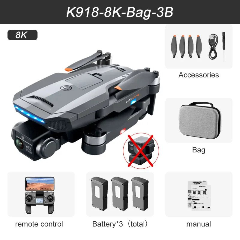 2023 New K918 MAX GPS Drone 4K Professional Obstacle Avoidance 8K DualHD Camera image 9