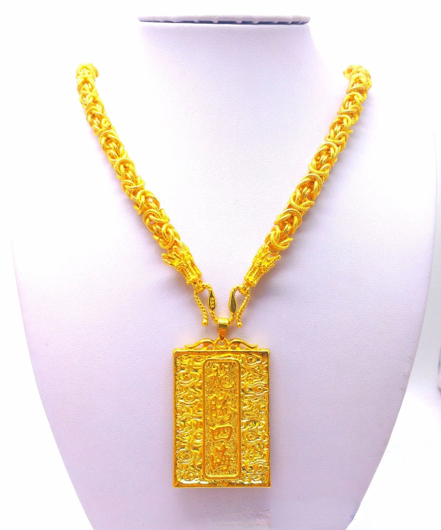 14k Gold Color Square Pendant Necklaces Shiny Choker Snake Chain Exquisite Neck image 5