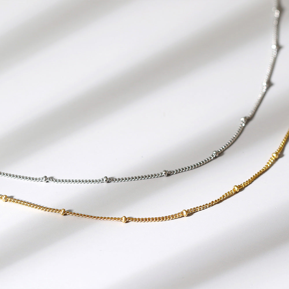 LAMOON 925 Sterling Silver Necklace For Women Gold Color Beads Chain Aesthetic image 3