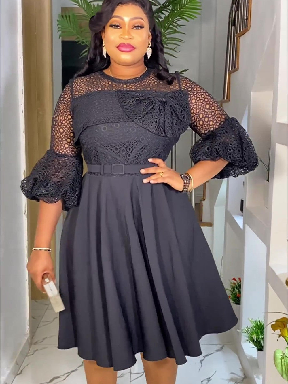 Plus Size African Party Dresses for Women 2024 New Fashion Dashiki Ankara Lace image 1