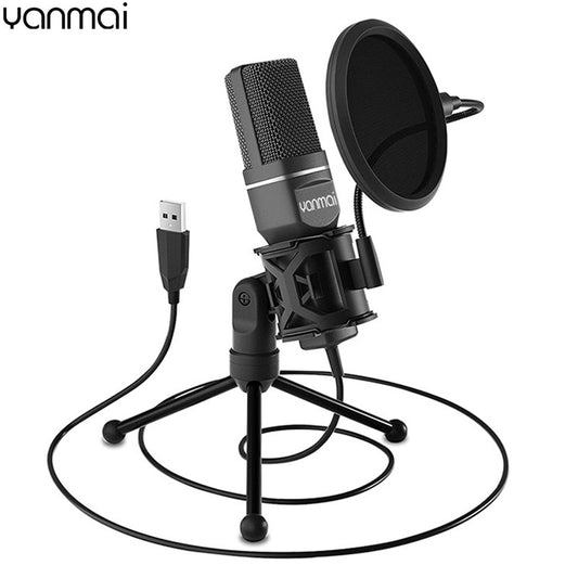 YANMAI USB Microphone Microfone Cardioid Condenser Mic SF-777 with Pop Filter T image 0