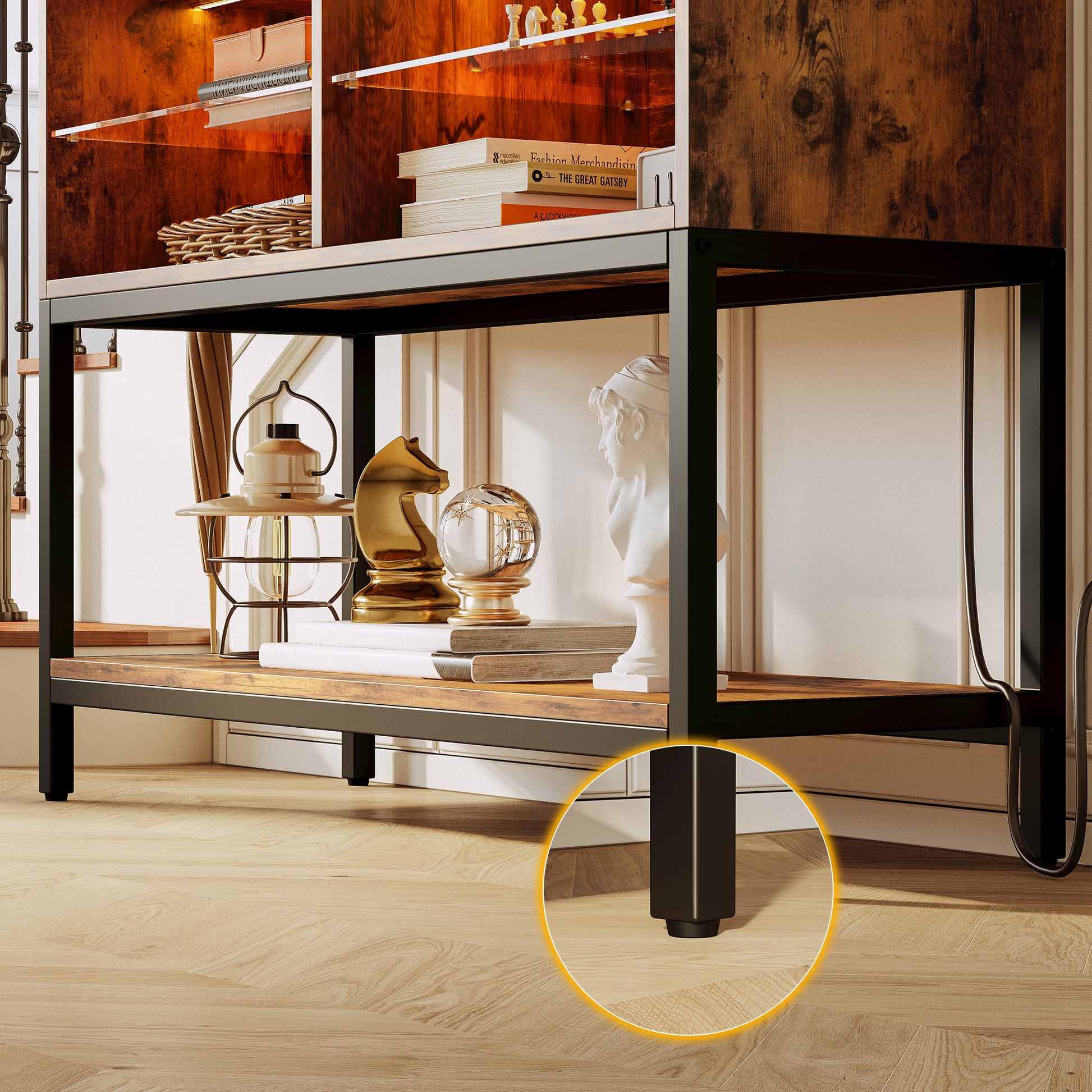 Entryway Table with Power Strip, Farmhouse Console Table Sofa Table with Storag image 4