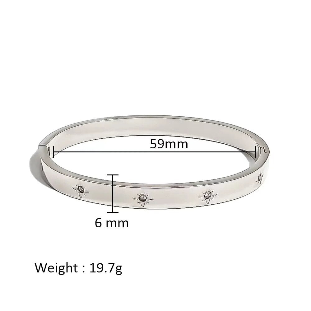 Waterproof Zirconia Cuff Bangles for Women Men 18k Gold Plated Stainless Steel  image 22