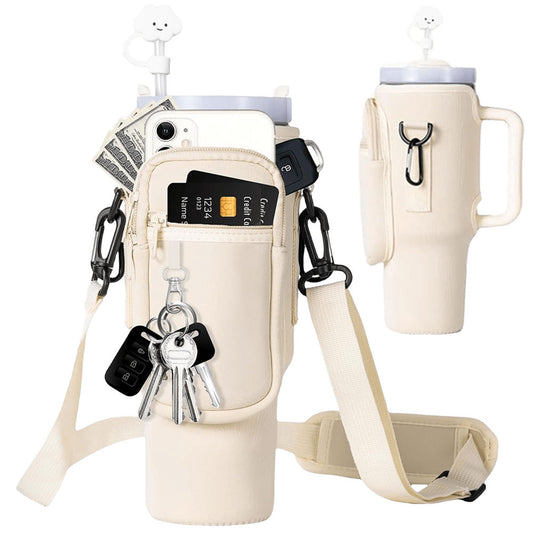 40oz Neoprene Water Bottle Carrier Bag For Stanley Quencher Cup Sleeve with Adj image 0