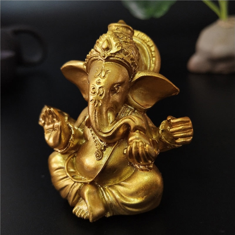 Gold Lord Ganesha Buddha Statue Elephant God Sculptures Ganesh Figurines image 12