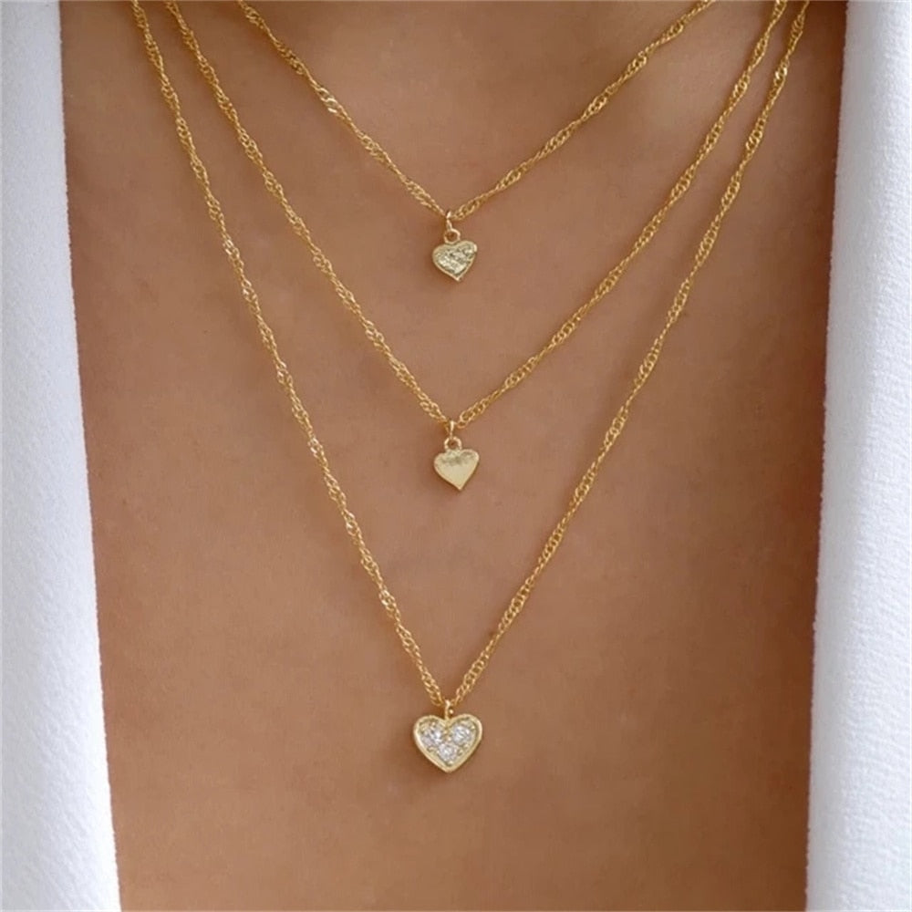 Bls-miracle Fashion Gold Color Heart-Shaped Necklace For Women Trendy Multi-Lay image 5