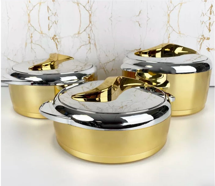 3PCS SET (1.5L/2.0L/2.5L) Electroplating Thermal Food Warmer Container Insulate image 2