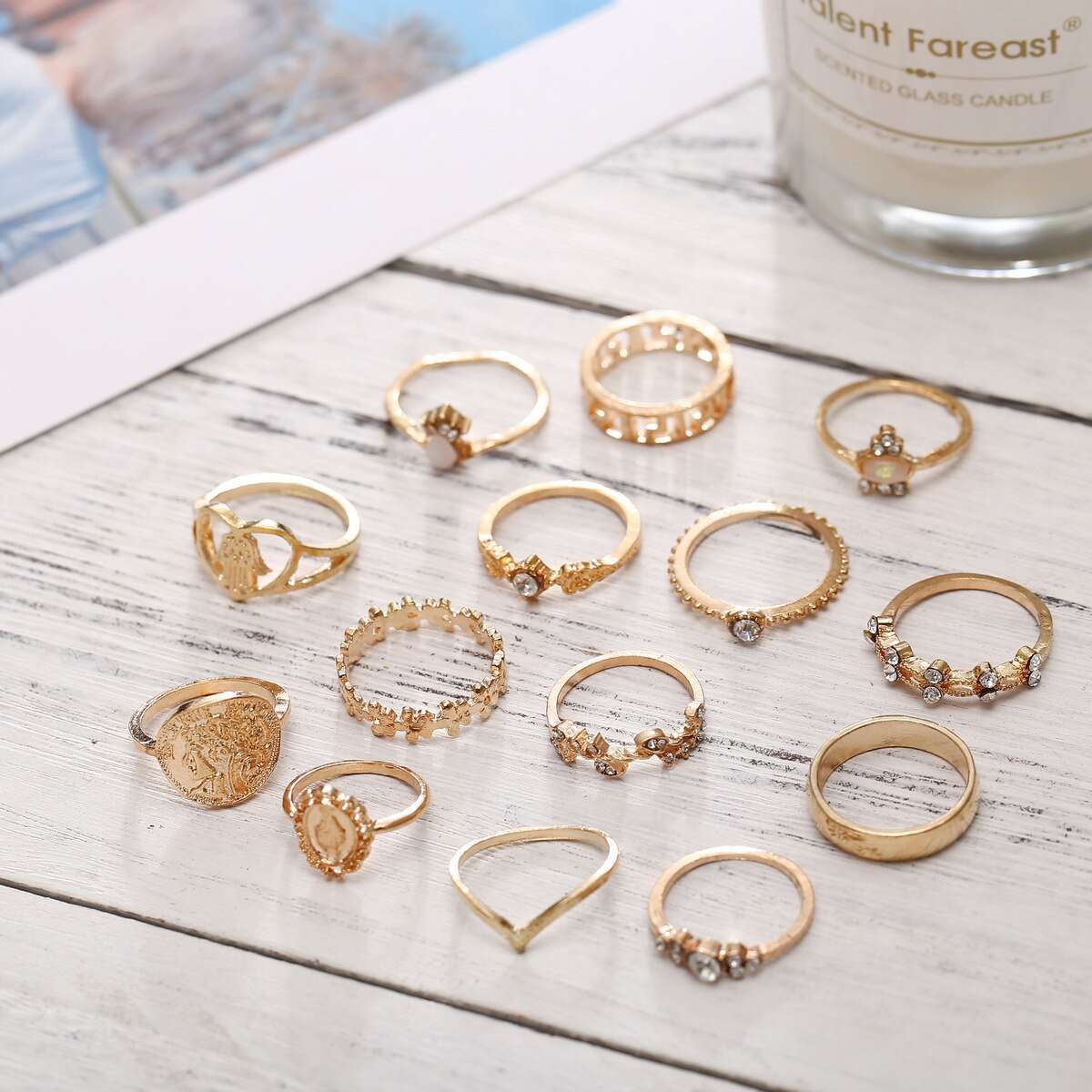 15 Retro Lady Jewelry Retro Gold-color Coins Cross Love Ring Europe And America image 3
