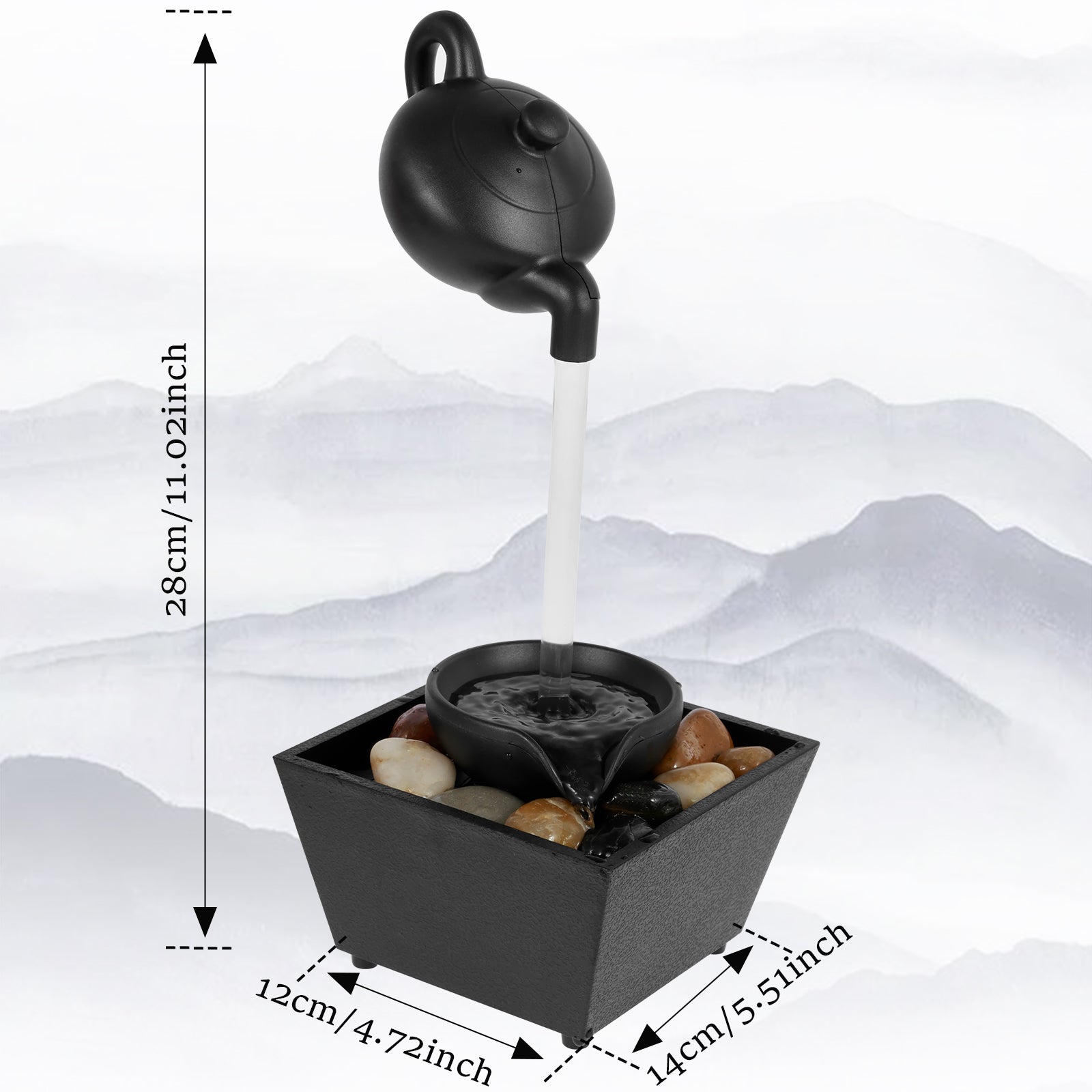Tabletop Fountain with Light Meditation Water Fountain Small Waterfall Ornament image 0