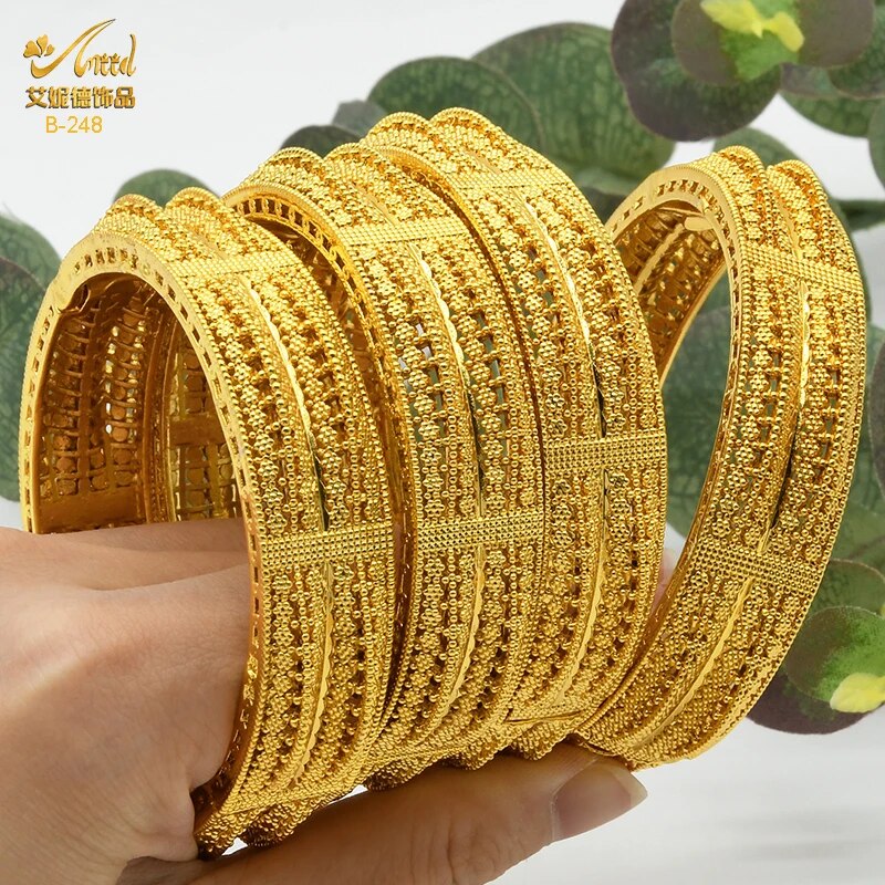 ANIID Dubai Bangles 24K Gold Color African Bracelet For Women Wholesale Designe image 21