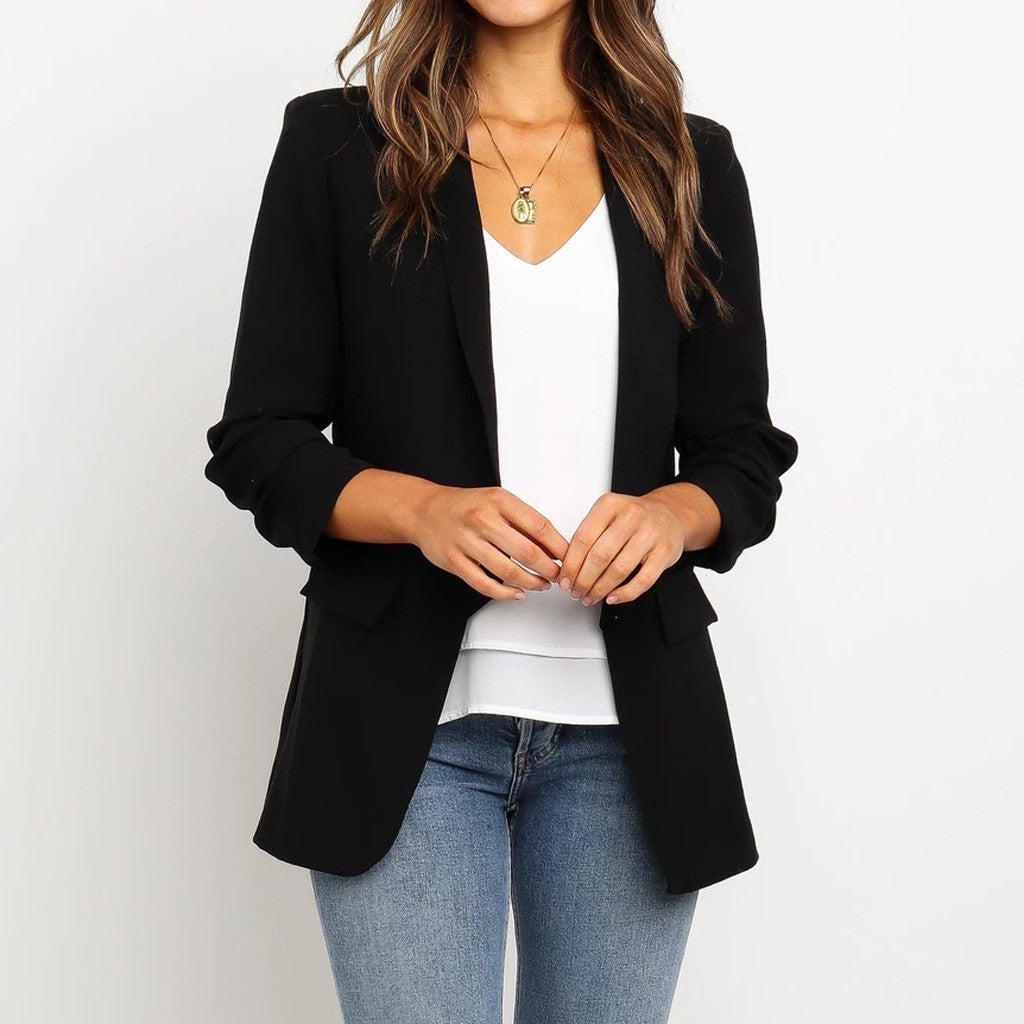 Autumn New Blazer Jacket Women Fashion Solid Formal Blazers Femme Jackets Offic image 1