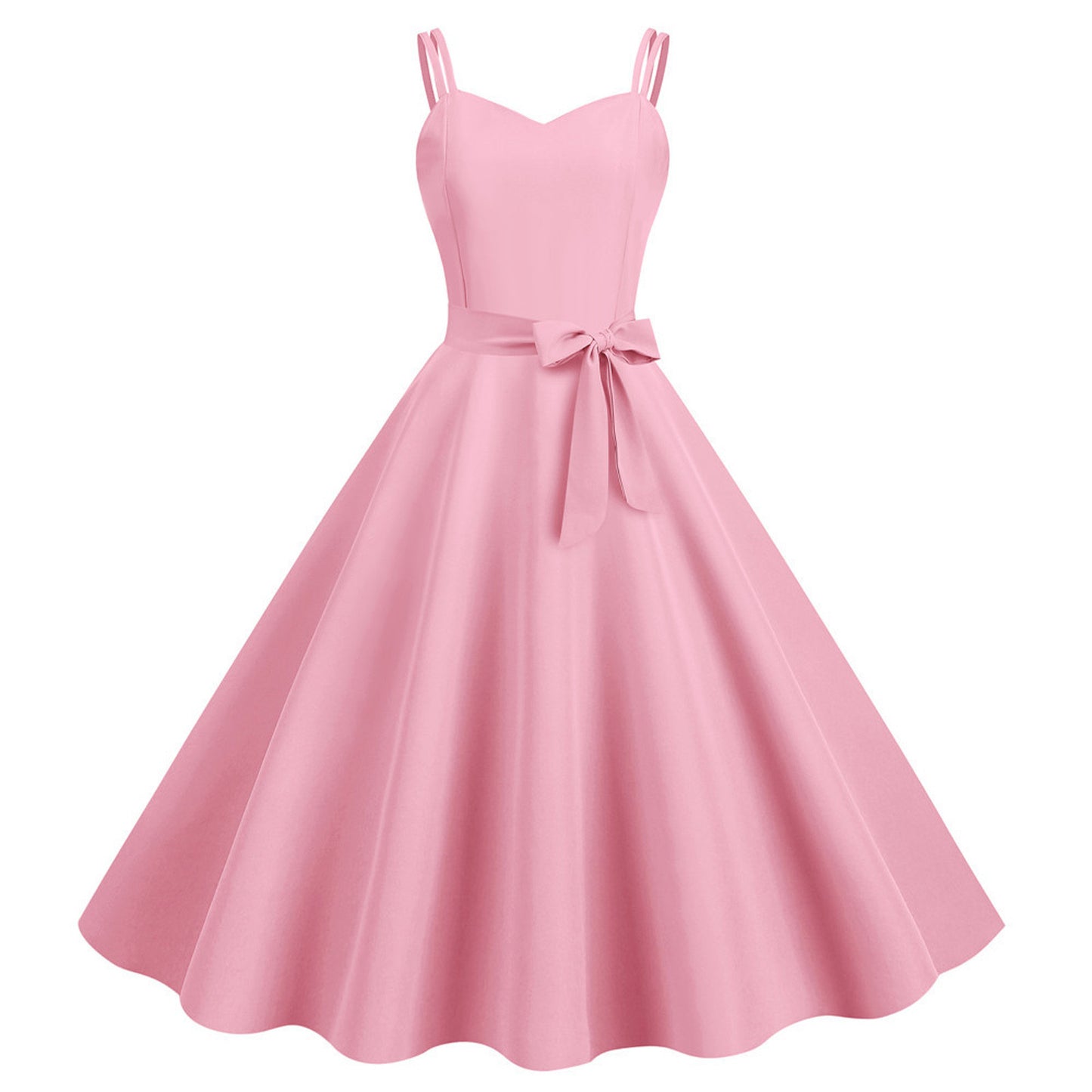 Women Casual Sleeveless Evening Party Prom Dress Strap A Line Large Swing Dress image 3