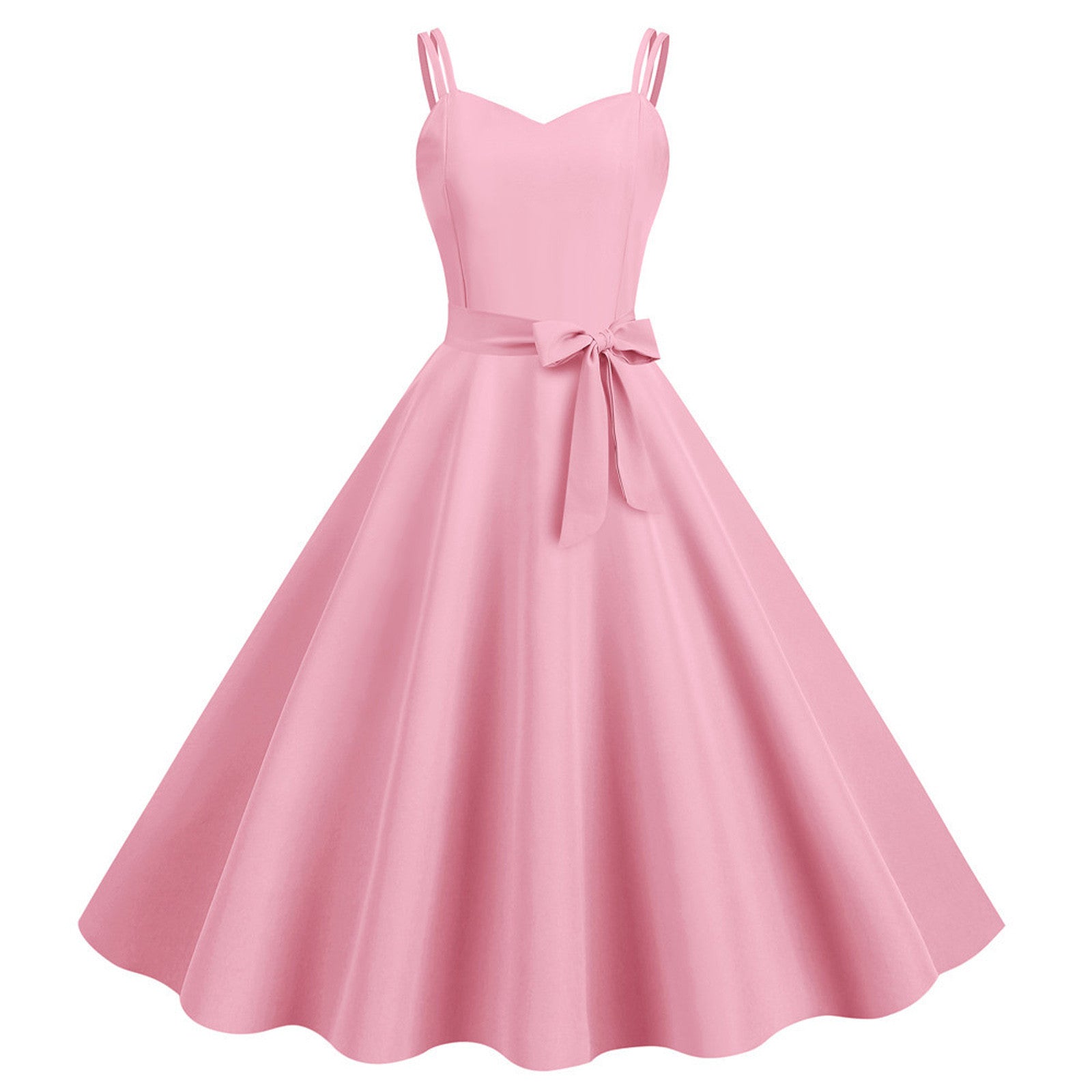 Women Casual Sleeveless Evening Party Prom Dress Strap A Line Large Swing Dress image 3