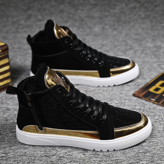 Spring and Autumn New Men Casual Shoes Non-slip Breathable Shoes Gold Sneaker H image 0