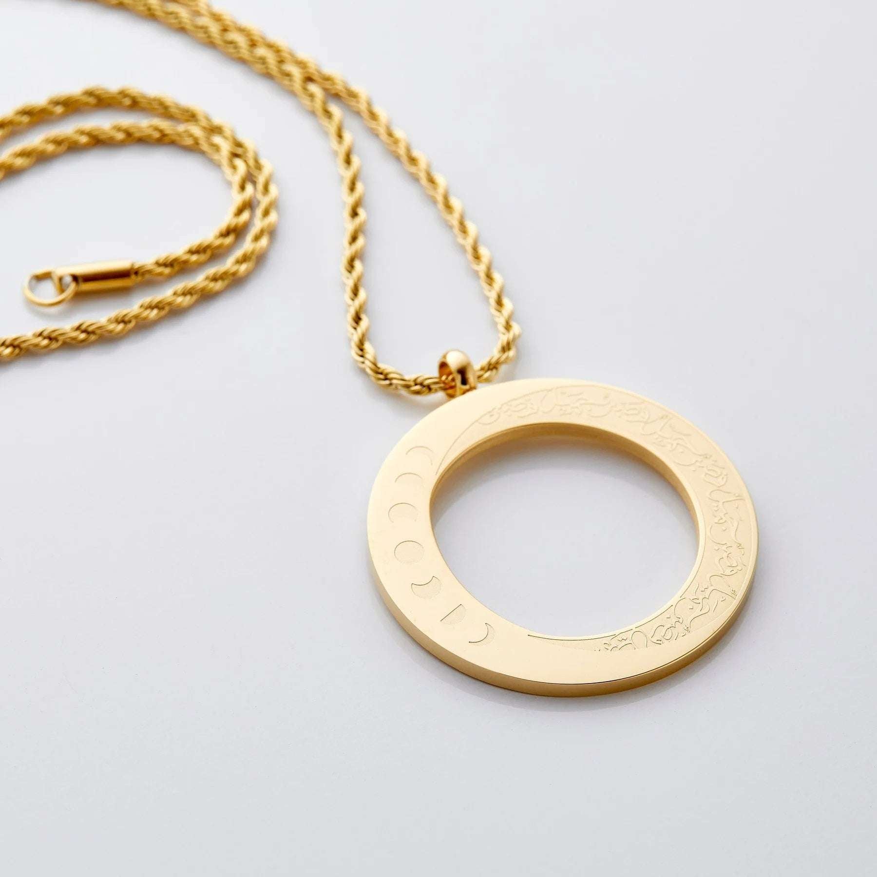 Beautiful Patience Moon Necklace | Men&Women Minimalist 18k Gold Plated Pendant image 2