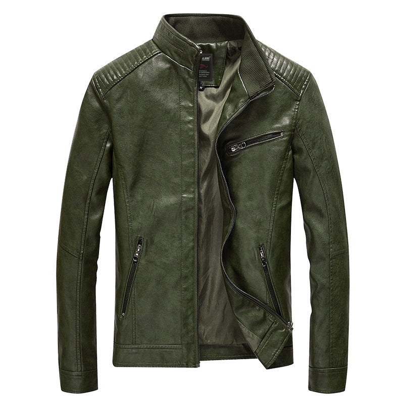 2023 Mens PU Leather Jacket Fleece and Thicken Male Coats Motorcycle Clothing M image 0