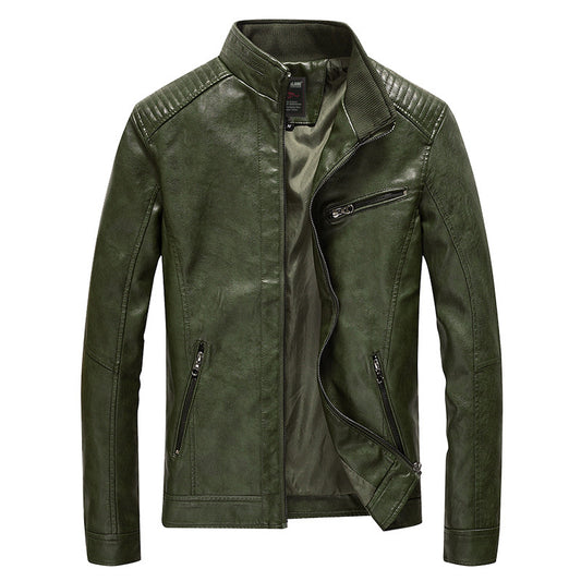 2023 Mens PU Leather Jacket Fleece and Thicken Male Coats Motorcycle Clothing M image 0