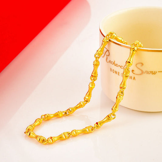Pure 18k Gold Color Necklace Bangle Jewelry Sets Real Gold Chain for Women Fine image 0
