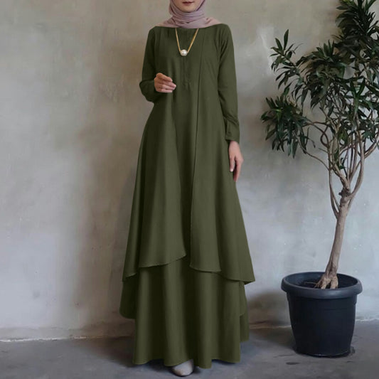 Irregular Hem Loose Long Dress Dubai Turkey Abaya Hijab Sundress Oversized ZANZ image 0