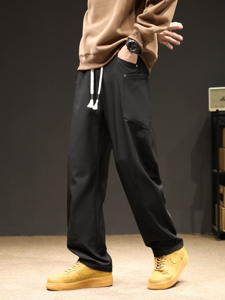 2024 New Spring Autumn Men's Sweatpants Multi-Pockets Wide Leg Casual Cargo Pan image 8